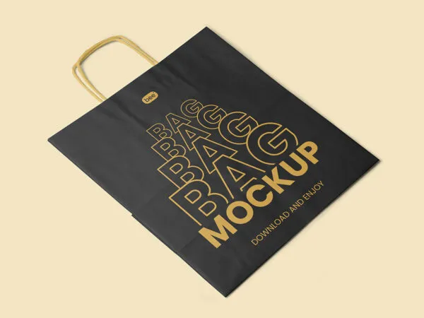 Paper Bag in Perspective Mockup 1
