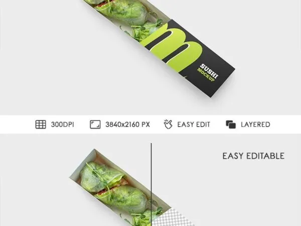 Paper Box Mockup with Spring Roll in Top View 1