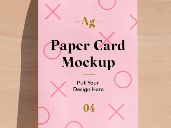 Paper Card Mockup on Wooden Board 1