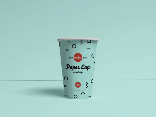 Paper Coffee Cup Standing in Front View Mockup 1