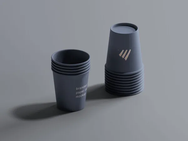 Paper Cup Mockup Featuring Two Stacks in Opposite Directions 1