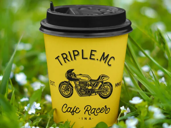 Paper Cup on Grass Mockup 1