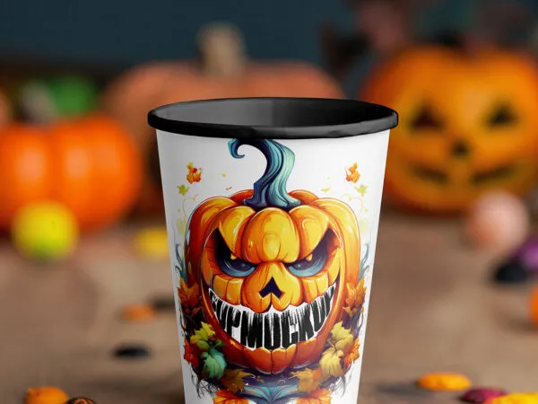 Paper Cup with Pumpkins Mockup 1
