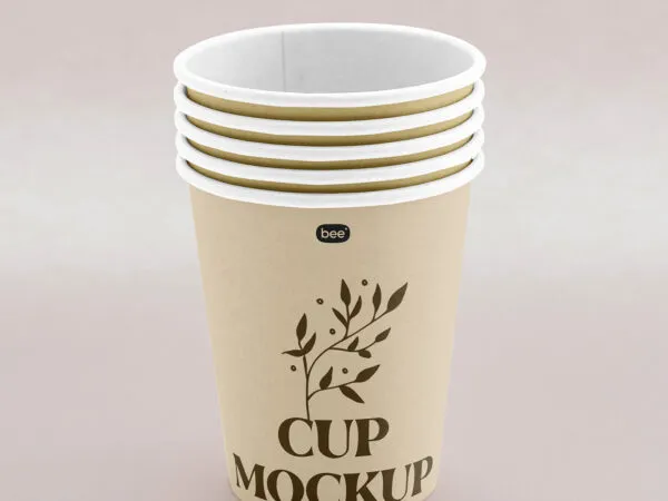 Paper Cups Stack Mockup in Front Showcase 1