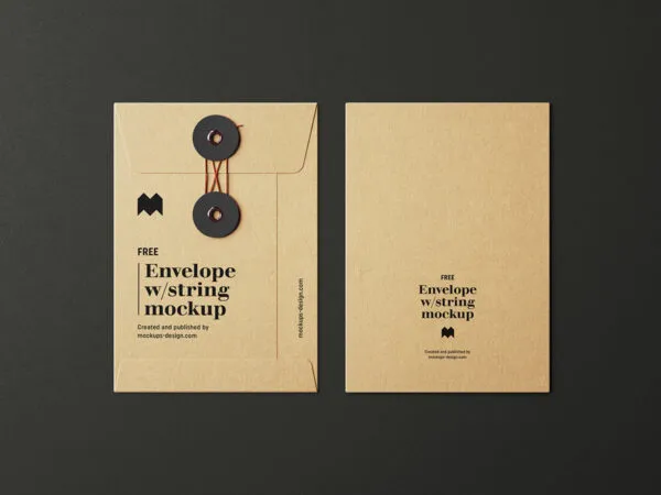 Paper Envelope with String and Dark Background Mockup 1