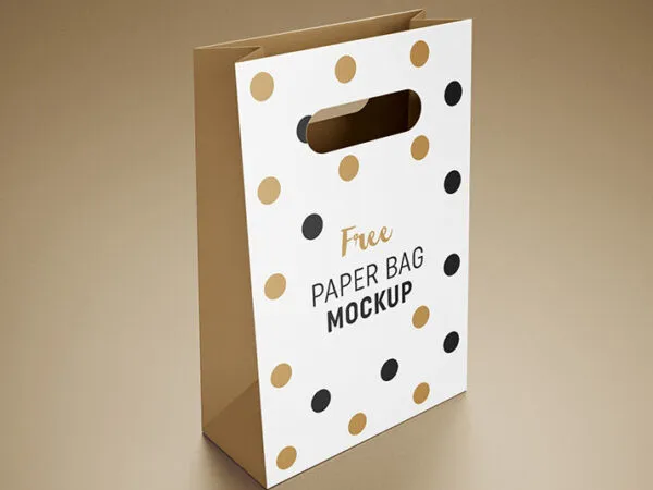 Paper Gift Bag with Hole Handles in Three Mockups 1
