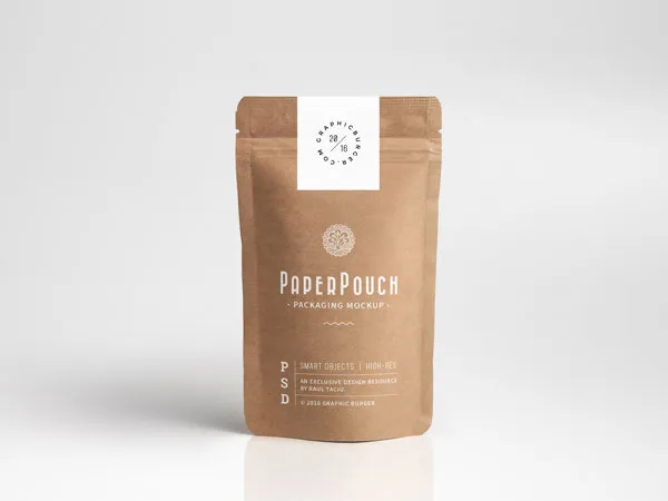 Paper Pouch Mockup to Showcase Packaging and Label Design 1