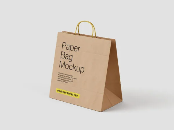 Paper Shopping Bag Mockup in 4 Showcases 1