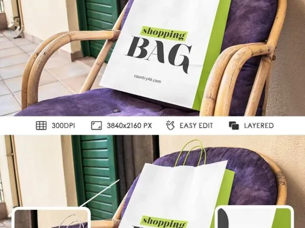 Paper Shopping Bag on Armchair Mockup 1