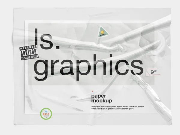 Paper and Sticker Mockup Overlaid with Transparent Plastic 1