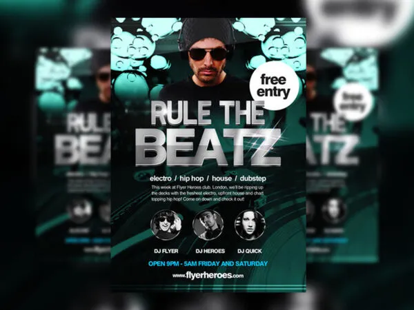 Party Flyer Template Featuring Cyan Bubbles and Dark Scene 1