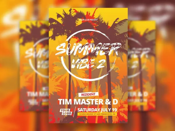 Party and Club Event Flyer Template Inspired Summer Vibes 1
