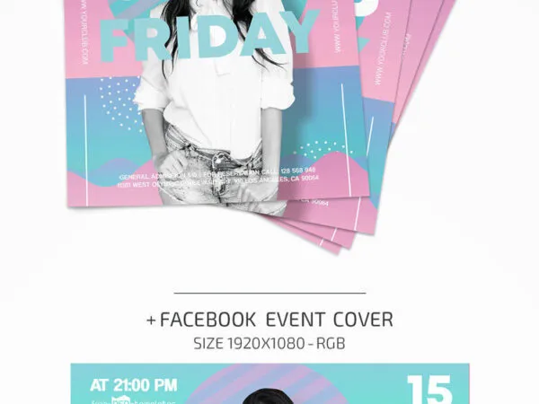 Pastel Circle Club Party Flyer and Facebook Templates 1