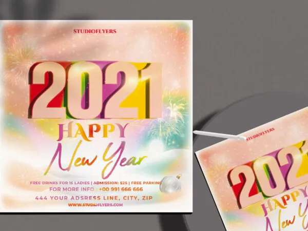 Pastel Festive New Years Eve Party Flyer Instagram Banner Template 1