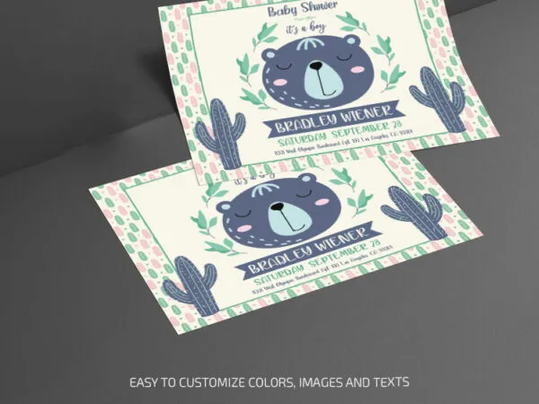 Pastel Illustrated Border Baby Shower Party Flyer Template 1