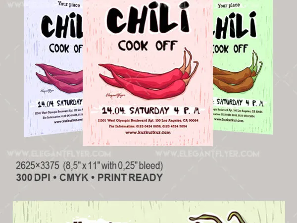 Pastel Illustrated Chili Cook Off Flyer Along with Facebook Cover Templates 1