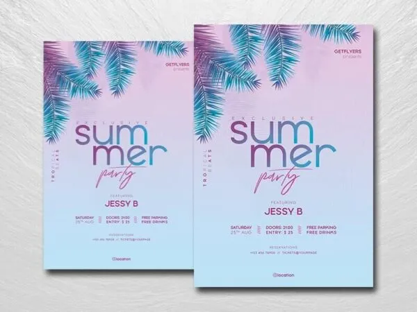Pastel Modern Summer Party Flyer Template 1