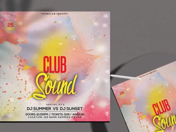 Pastel Summer Party and Concert Flyer Instagram Post Template 1