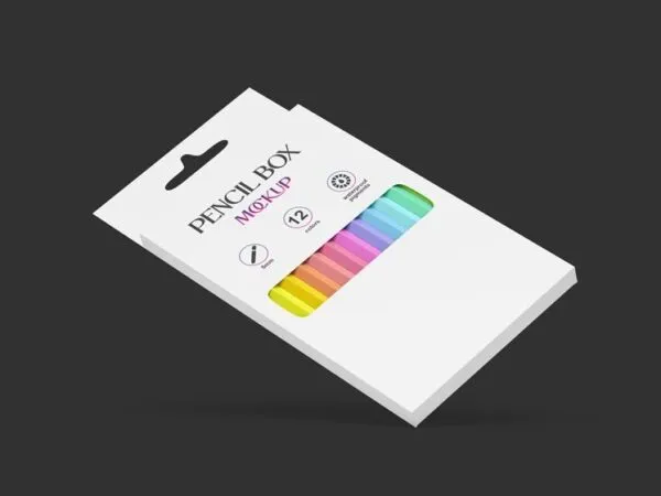 Pencil Box Mockup in Perspective Vision 1