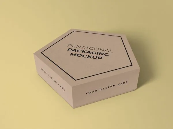 Pentagonal Box Mockup with a Sliding Lid Design 1
