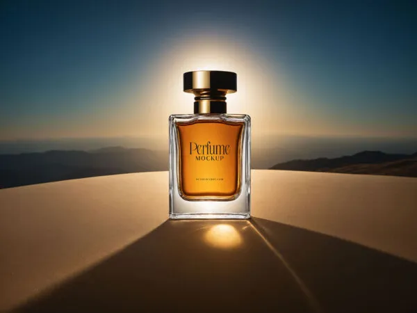 Perfume Bottle Mockup with Mountain View 1