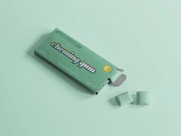 Perspective Angle of Half Open Chewing Gum Packaging Mockup 1