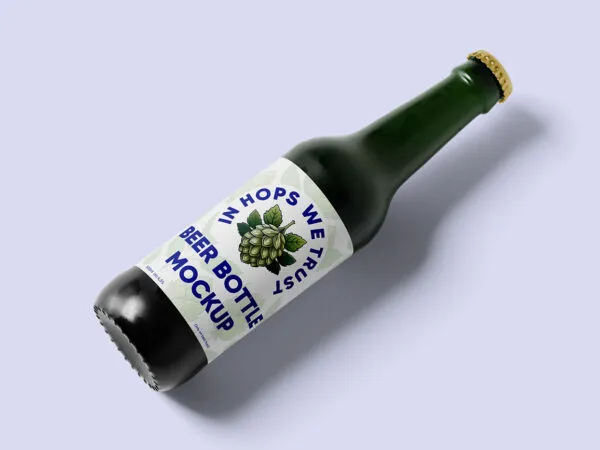 Perspective Beer Bottle Mockup 1