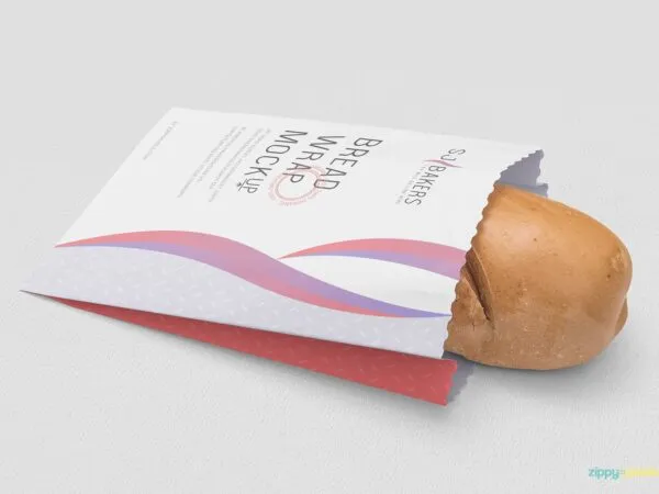 Perspective Bread Wrap Packaging Mockup 1