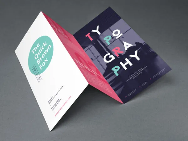 Perspective Half Open Tri Fold Brochure Mockup 1