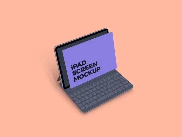 Perspective Minimal iPad with Keyboard Case Mockup 1