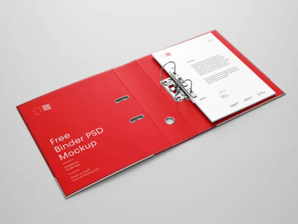 Perspective Mockup Featuring a Binder with Papers 1