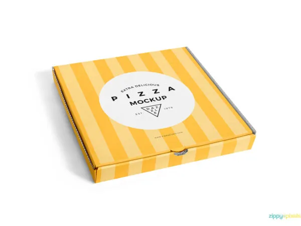Perspective Realistic Pizza Box Mockup 1