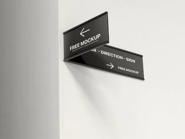 Perspective Scene of Indoor Direction Sign Mockup 1