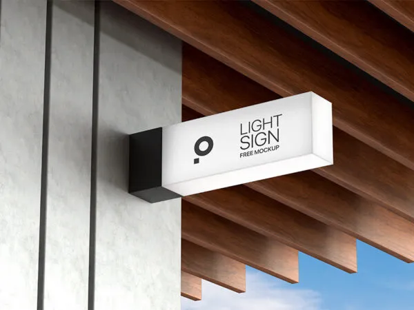 Perspective Scene of Light Sign Mockup 1