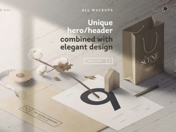 Perspective Scene of Paper Bag Mockup with Sun Light 1