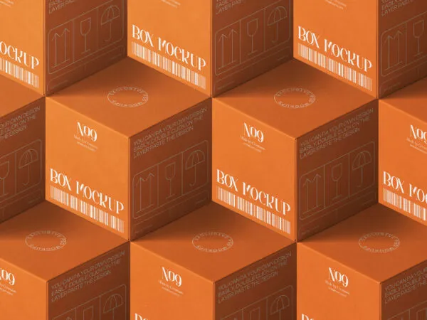 Perspective Scene of Paper Boxes Mockup 1