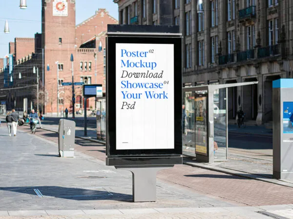 Perspective Scene of Street Digital Poster Mockup 1