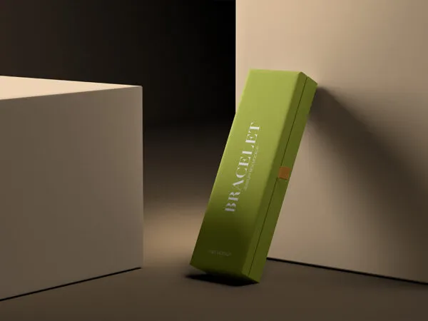 Perspective Shot of Bracelet Jewelry Box Mockup 1