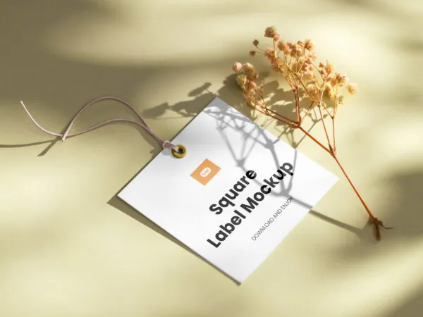 Perspective Shot of Eco Square Tag Mockup 1