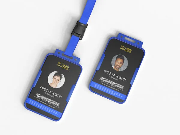 Perspective Shot of ID Card Holder Mockup with Lanyard 1