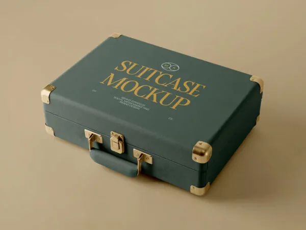 Perspective Shot of Lying Suitcase Mockup 1