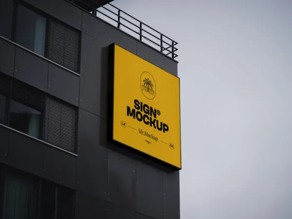 Perspective Shot of Sign Mockup on Building 1