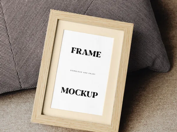 Perspective Shot of Small Wooden Frame Mockup 1