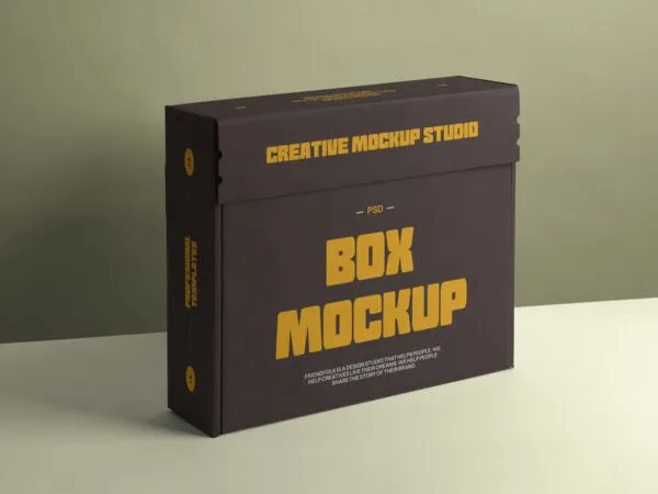 Perspective Shot of Standing Cardboard Box Mockup 1