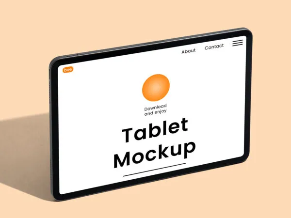 Perspective Shot of Standing Horizontal Tablet Mockup 1