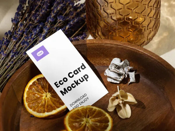 Perspective Showcase of Elegant Vertical Paper Card Mockup 1