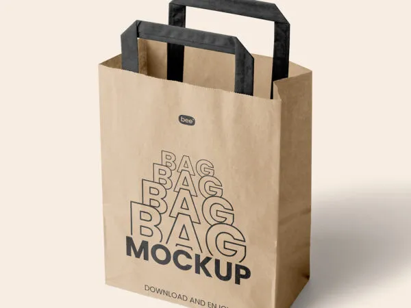 Perspective Showcase of Paper Bag Mockup 1