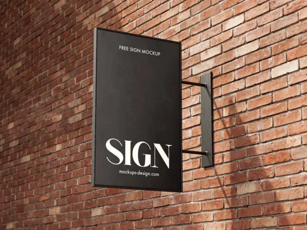 Perspective Sight of 2 Street Sign Mockups on Brick Wall 1