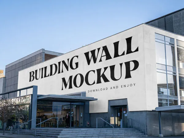 Perspective Sight of Big Concrete Wall Mockup 1