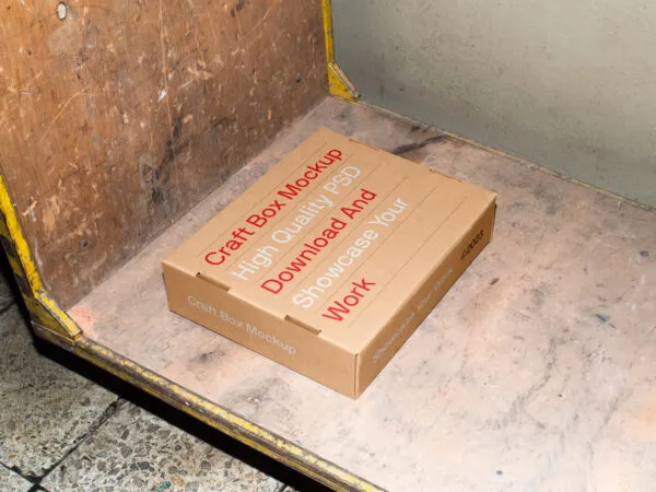 Perspective Sight of Box Mockup Lying on Trolley 1